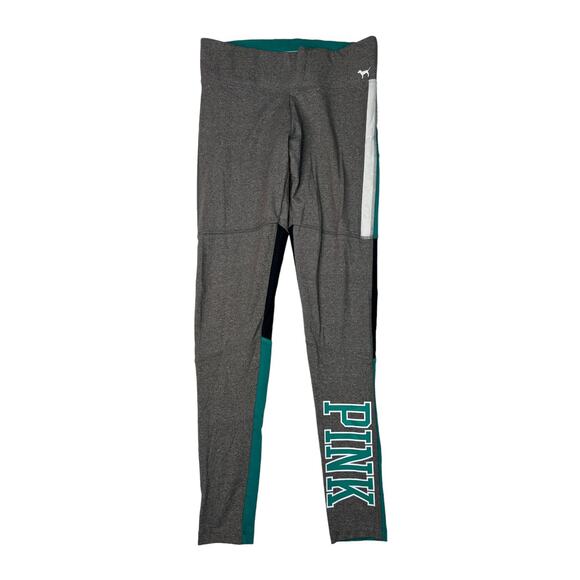 Victoria's Secret Pants - PINK Victorias Secret Yoga Leggings Colorblock Mesh Gray/Teal Green Womens Small